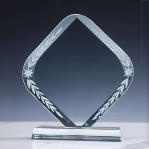 CR-45 Rhombus Crystal Award with Engraved Design